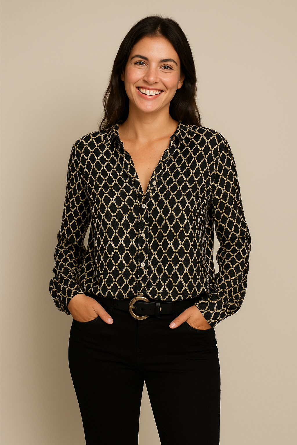 Lindberg | Damen Bluse mit V-Ausschnitt und klassischem Muster luftig & leicht
