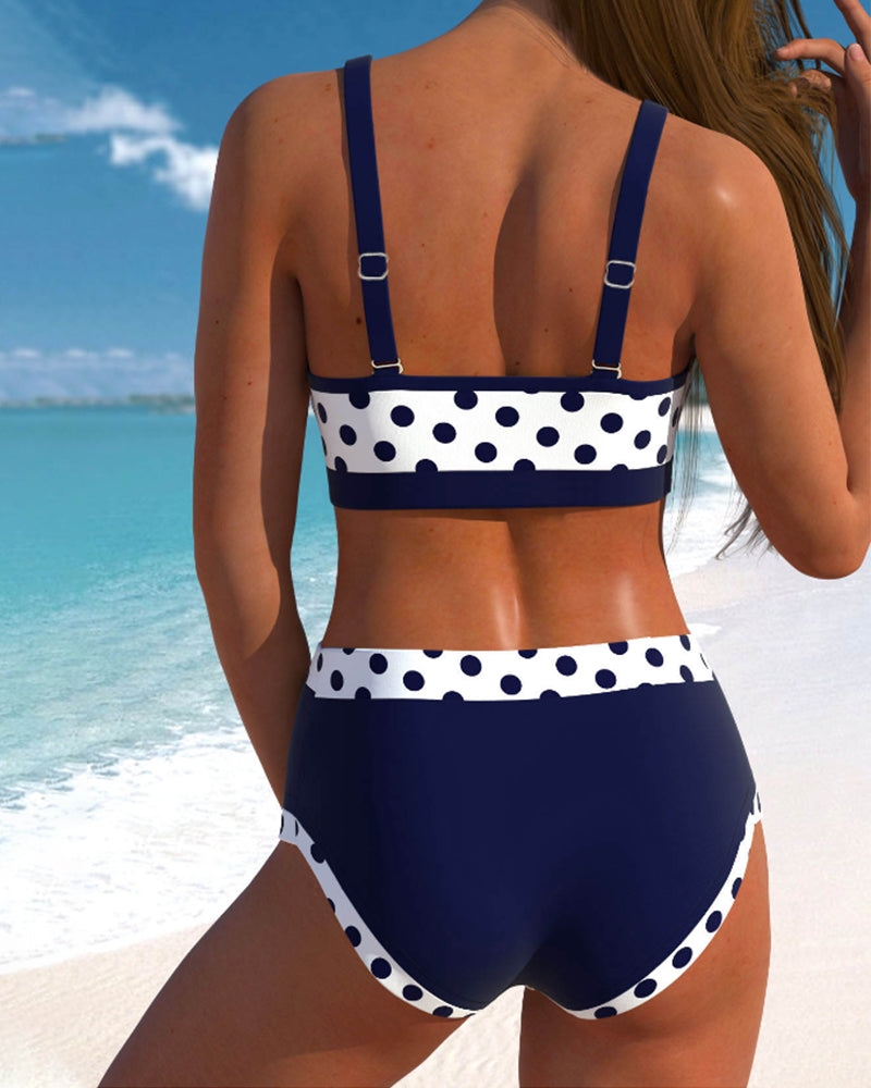 Lindberg | Hannah | Patchwork-Bikini mit hoher Taille und Erbsen