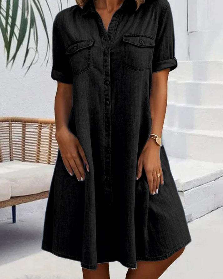 Lindberg | Sveta Kurzärmeliges Denim-Kleid mit Knopfleiste