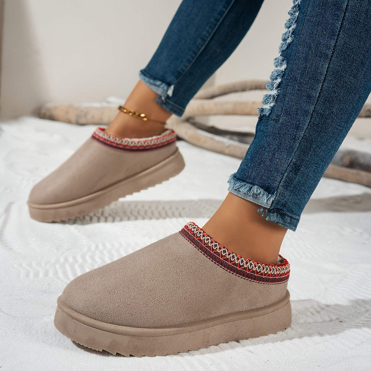 Lindberg / Damen bequeme Slip-On-Stiefeletten - dicke Plattformsohle, runde Zehen, warme Fleece-Futterung