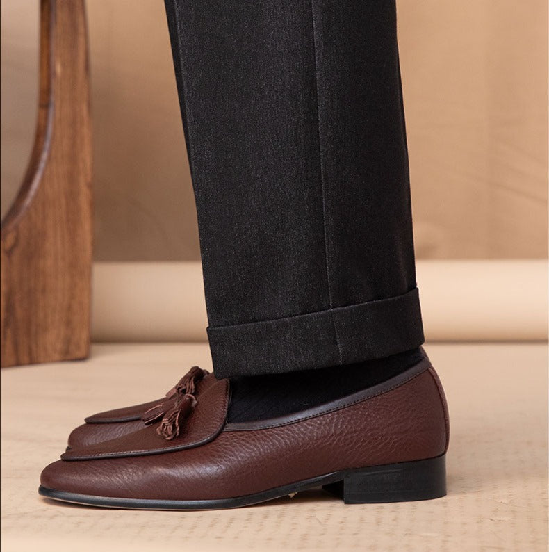 Lindberg | Belgische Loafers aus Leder mit Quaste und Kieselgur