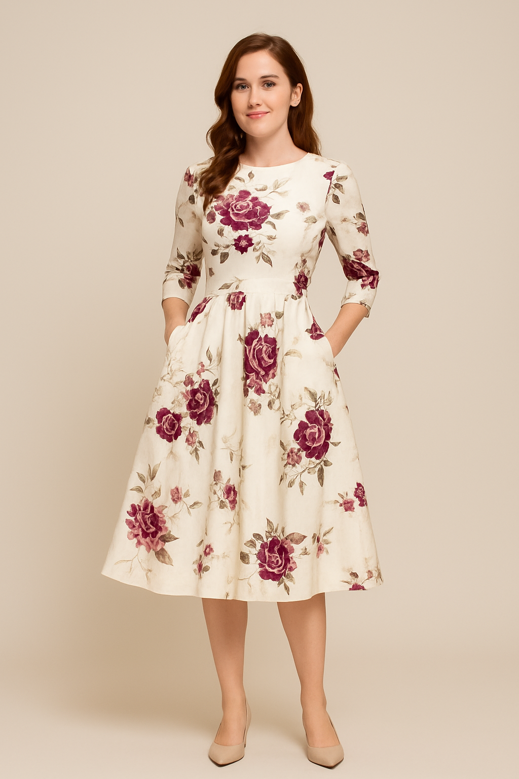 Lindberg | Damen Florales Sommerkleid mit A-Linie und 3/4-Ärmeln luftig & leicht