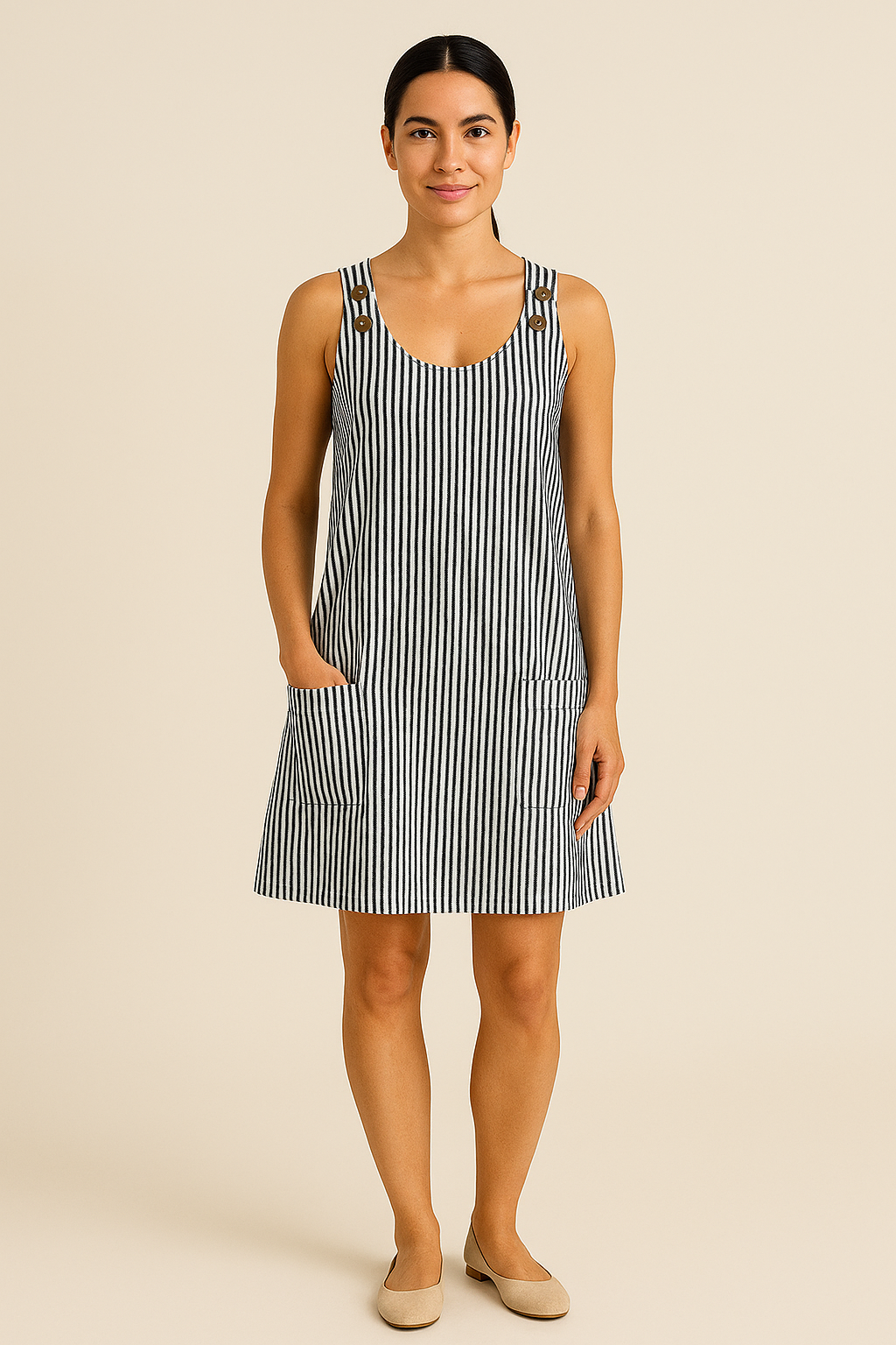 Lindberg | Damen Ärmelloses Sommerkleid mit Knopfleiste und Streifenmuster luftig & leicht