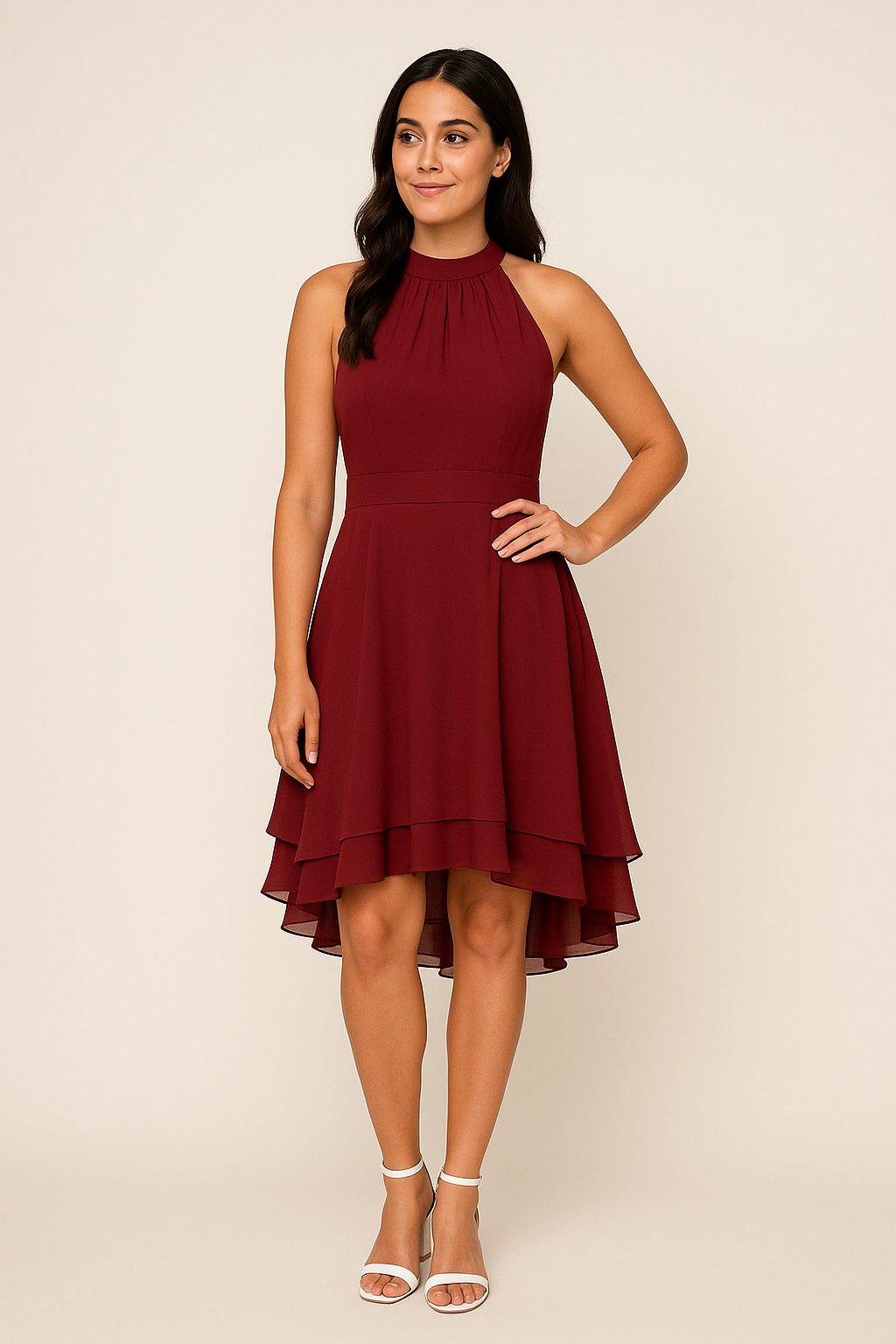 Lindberg | Damen Neckholder Kleid mit taillierter Passform und High-Low-Rock