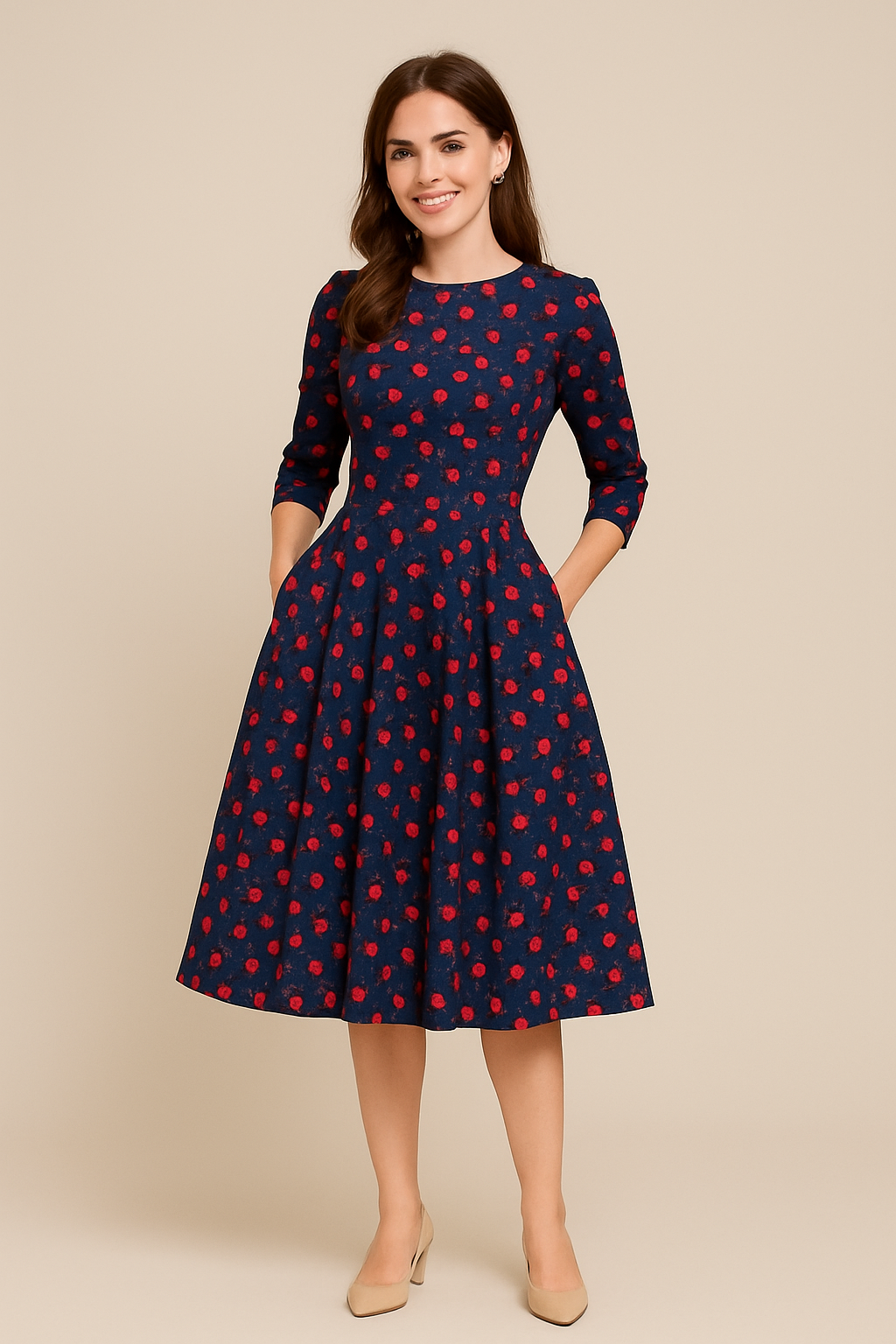 Lindberg | Damen Florales Sommerkleid mit A-Linie und 3/4-Ärmeln luftig & leicht