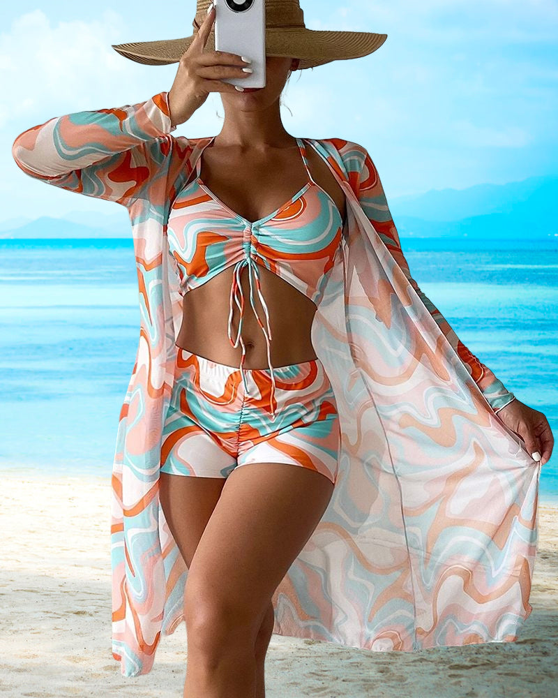 Lindberg | Dreiteiliger bedruckter Bikini-Badeanzug