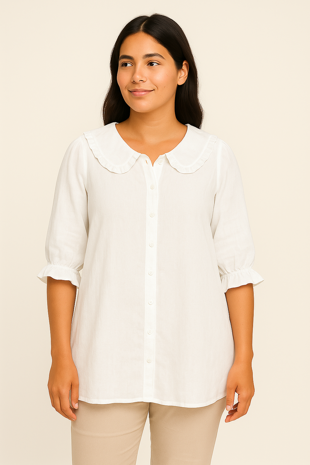 Lindberg | Damen Bluse aus Baumwoll-Leinen mit Rüschenakzent für Sommer