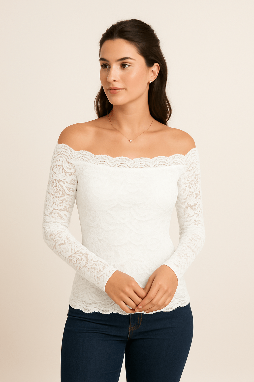 Lindberg | Festliche Damen Bluse mit Spitzenakzent und figurbetontem Schnitt