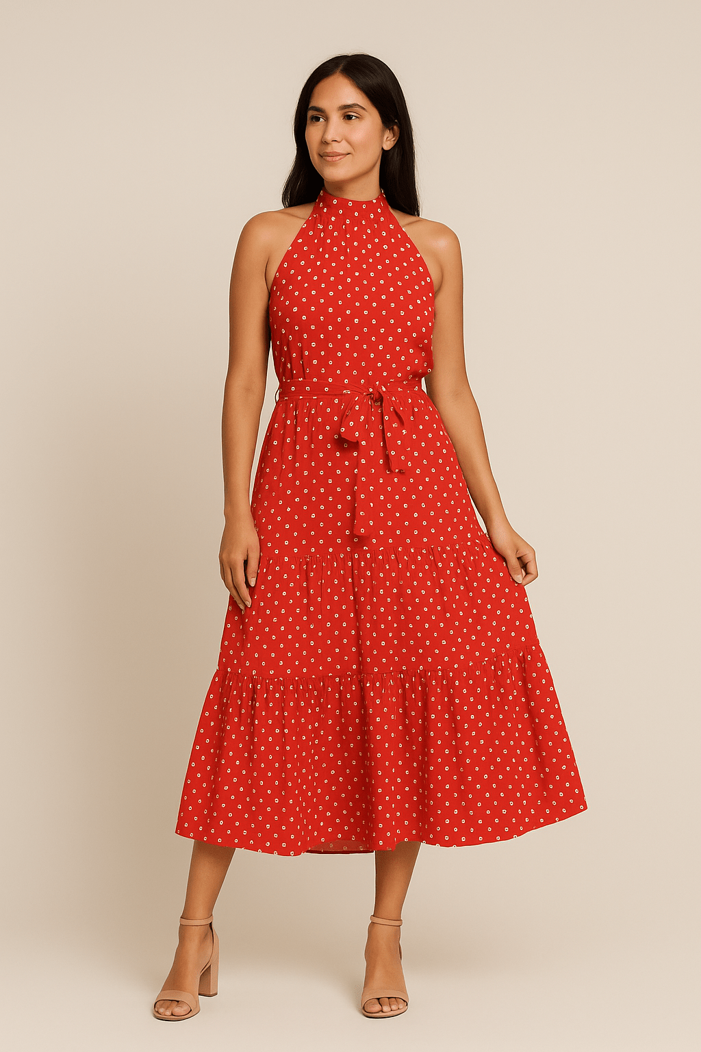 Lindberg | Festliches, atmungsaktives Damen Maxikleid mit Punktemuster