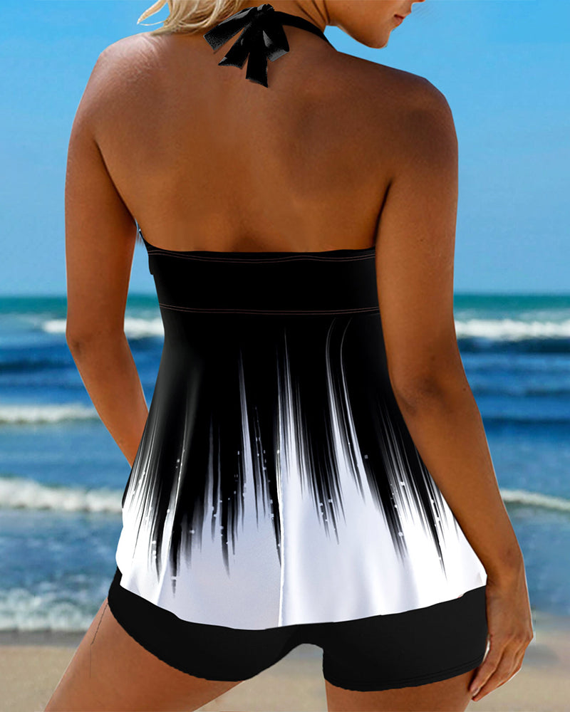Lindberg | Bedruckter neckholder-tankini-badeanzug mit schnürung