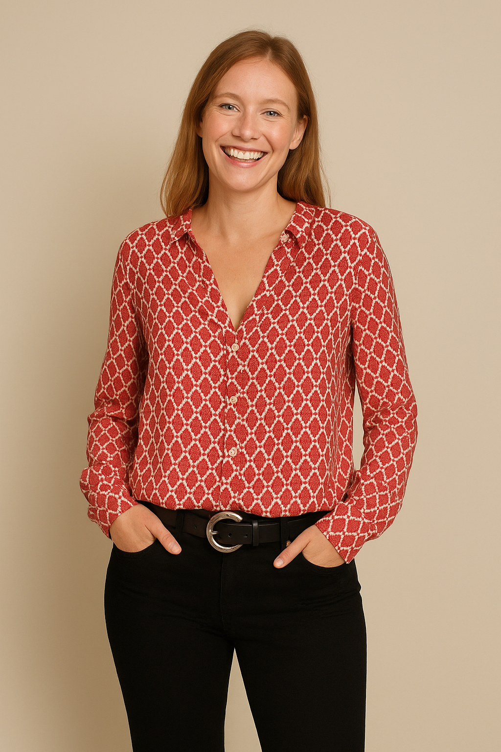 Lindberg | Damen Bluse mit V-Ausschnitt und klassischem Muster luftig & leicht