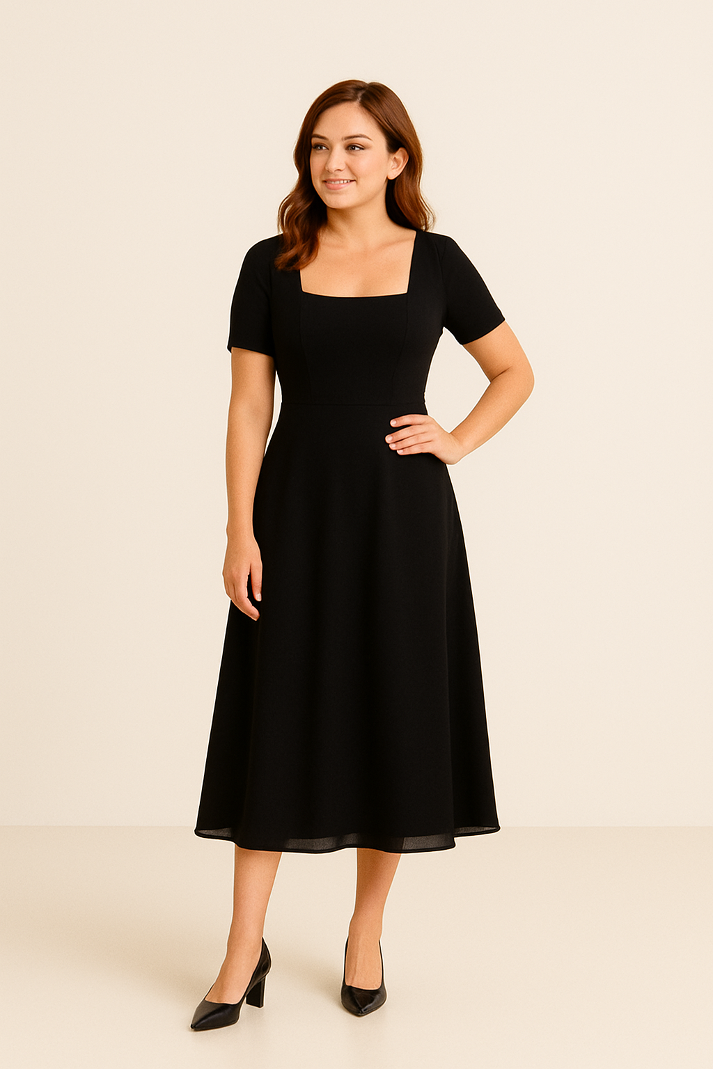 Lindberg | Sommerliches Damen A-Linien Midikleid mit eckigem Ausschnitt
