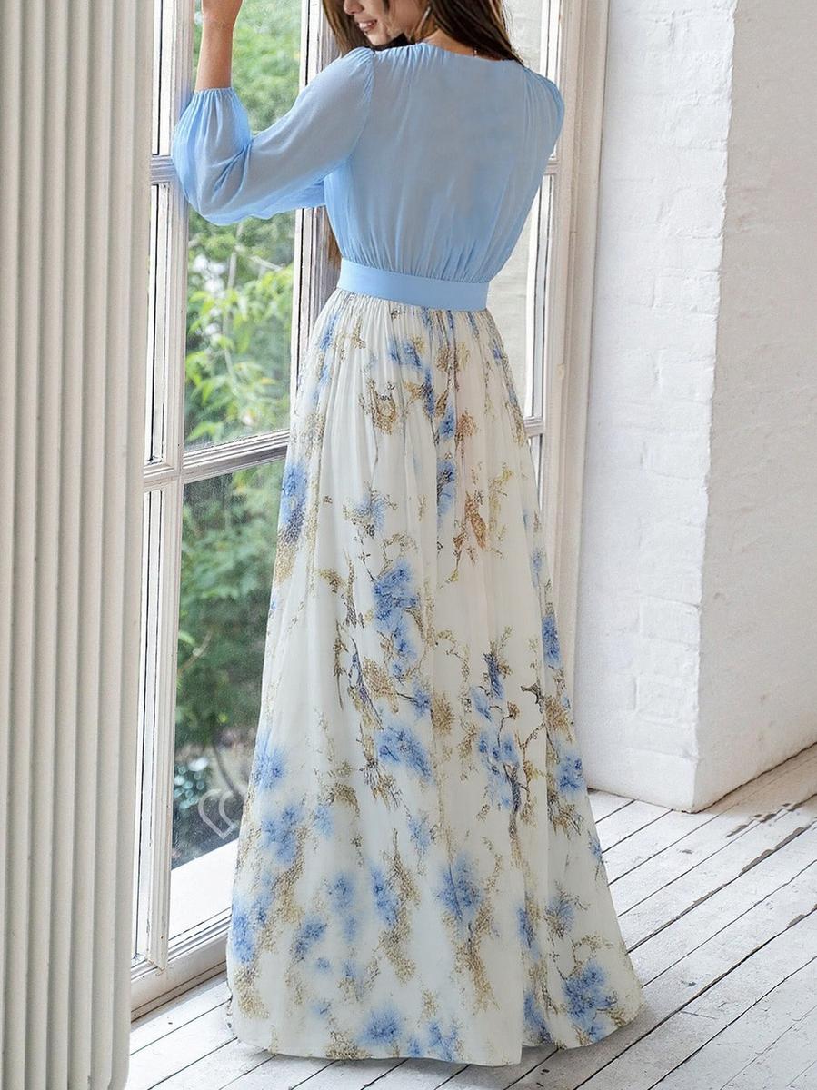 Lindberg | Wunderschönes Maxikleid mit Blumenmuster und V-Ausschnitt