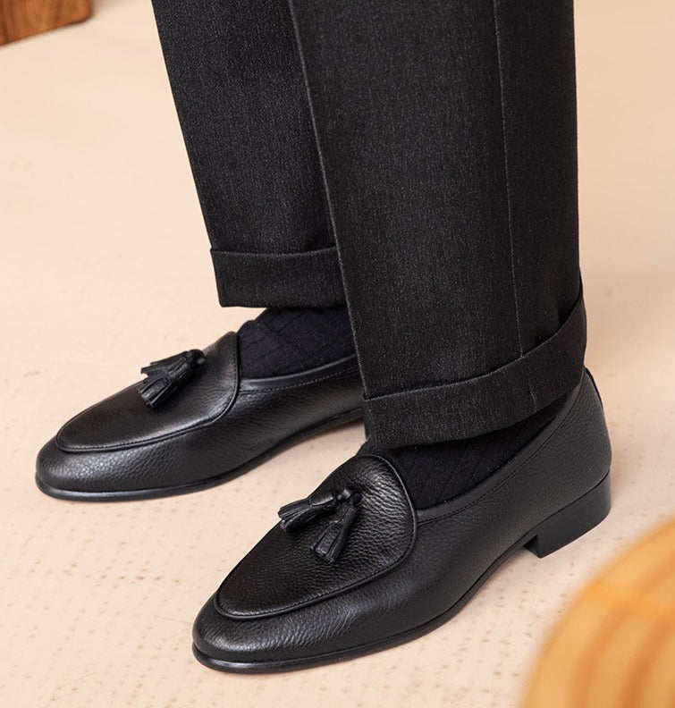Lindberg | Belgische Loafers aus Leder mit Quaste und Kieselgur