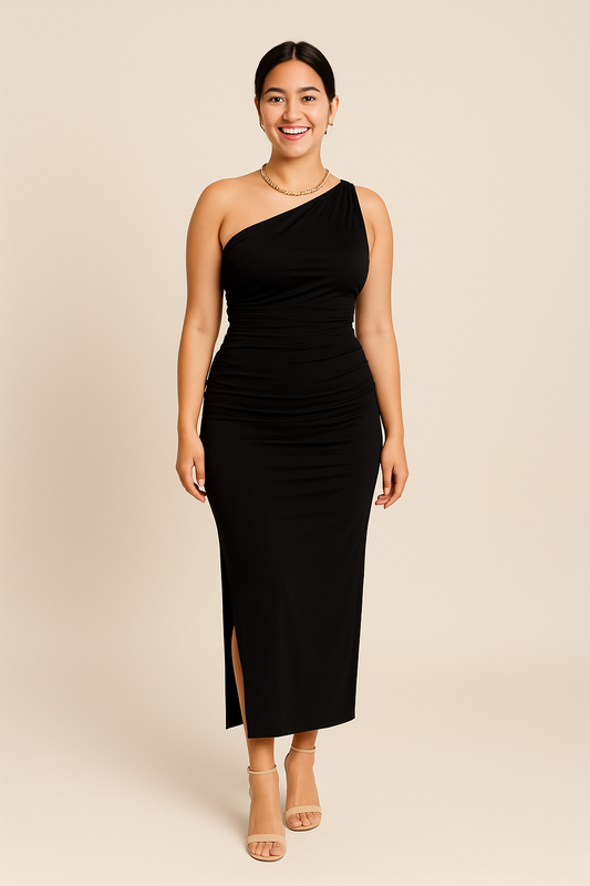 Lindberg | Damen Atmungsaktives One-Shoulder Maxikleid mit Schlitz