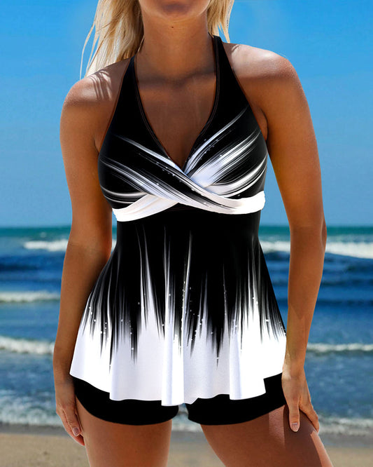 Lindberg | Bedruckter neckholder-tankini-badeanzug mit schnürung