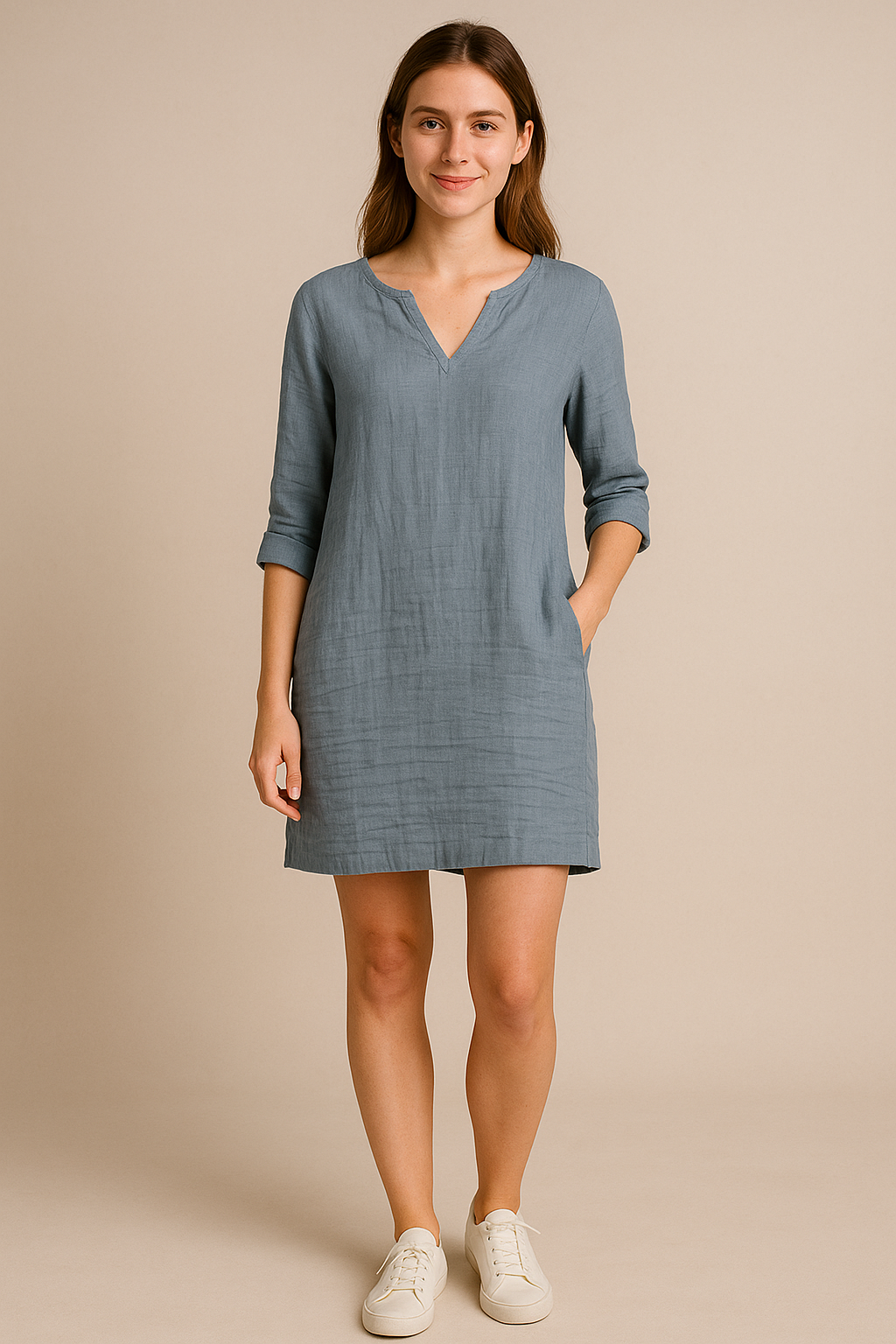 Lindberg | Damen Festliches Sommerkleid im Leinenstil mit V-Ausschnitt