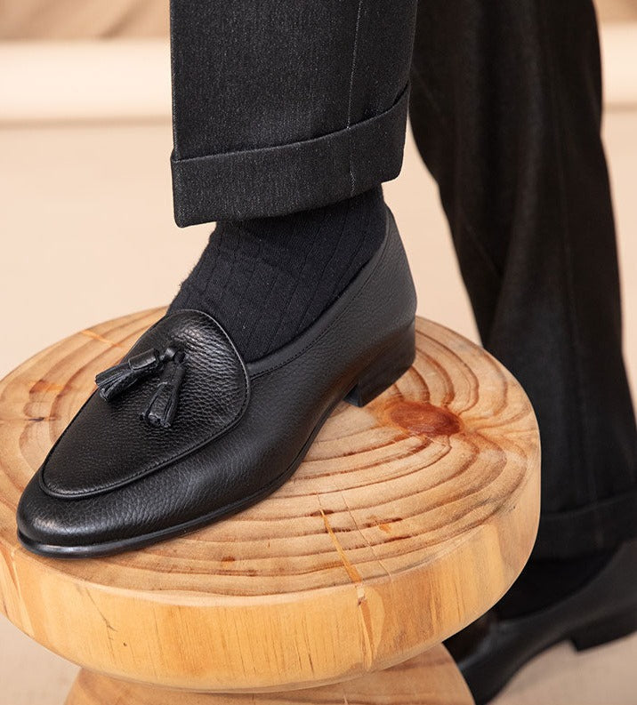 Lindberg | Belgische Loafers aus Leder mit Quaste und Kieselgur