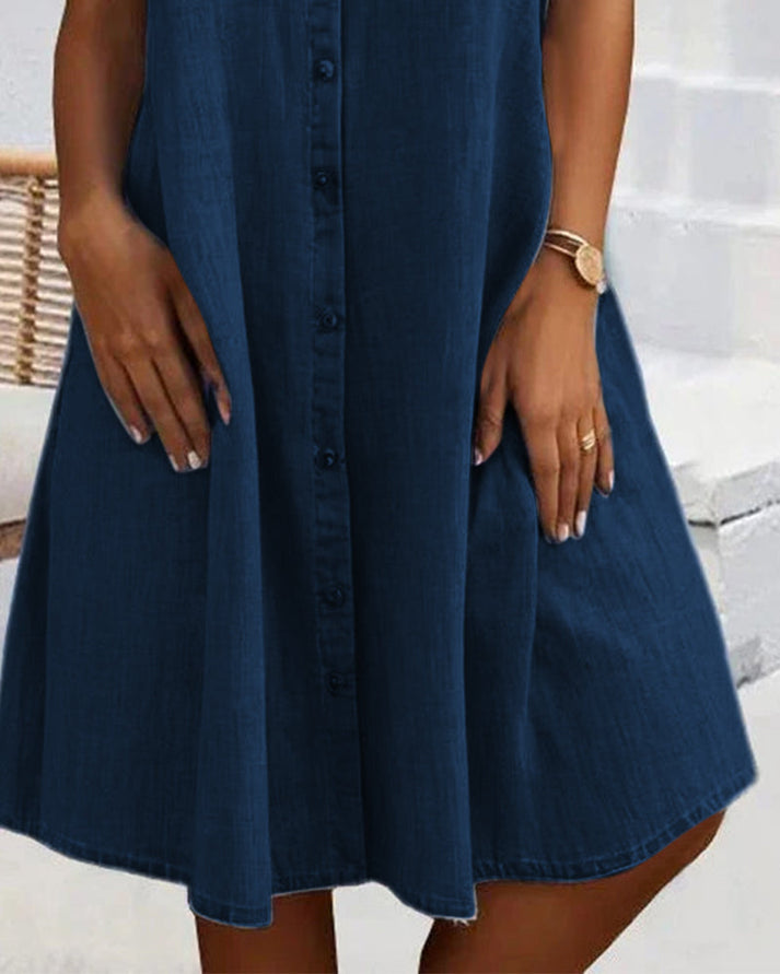 Lindberg | Sveta Kurzärmeliges Denim-Kleid mit Knopfleiste