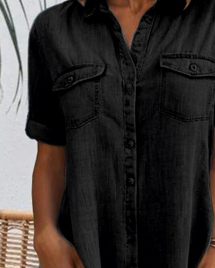 Lindberg | Sveta Kurzärmeliges Denim-Kleid mit Knopfleiste