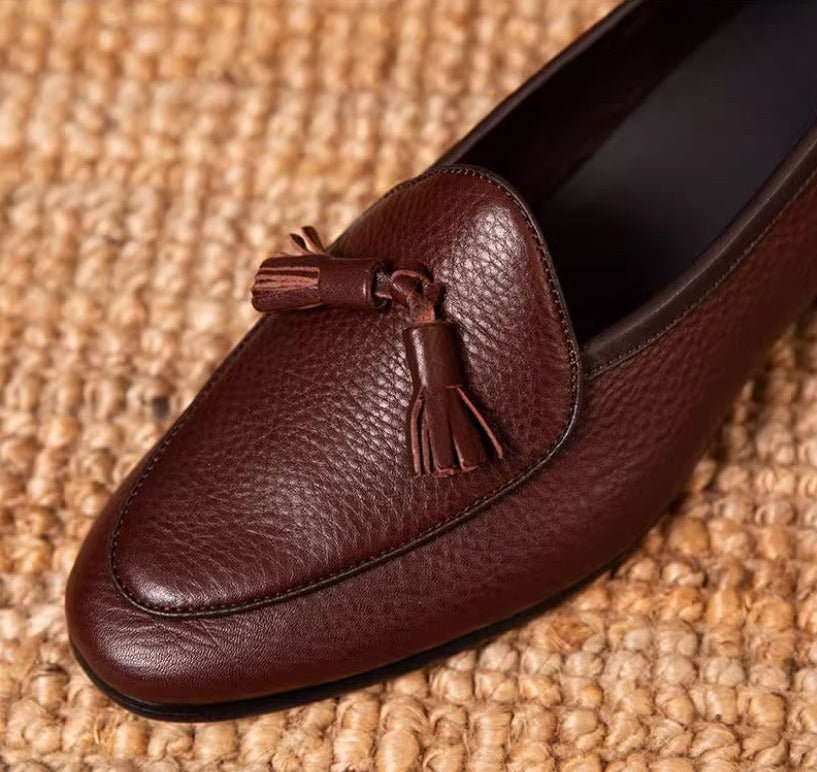 Lindberg | Belgische Loafers aus Leder mit Quaste und Kieselgur