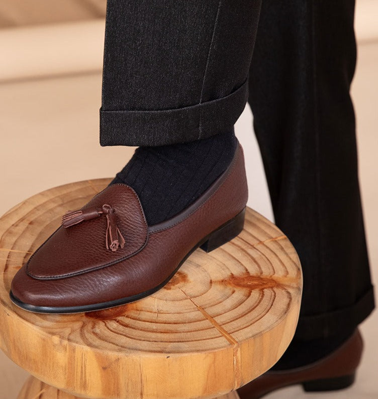 Lindberg | Belgische Loafers aus Leder mit Quaste und Kieselgur