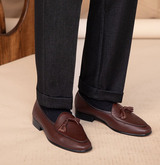 Lindberg | Belgische Loafers aus Leder mit Quaste und Kieselgur