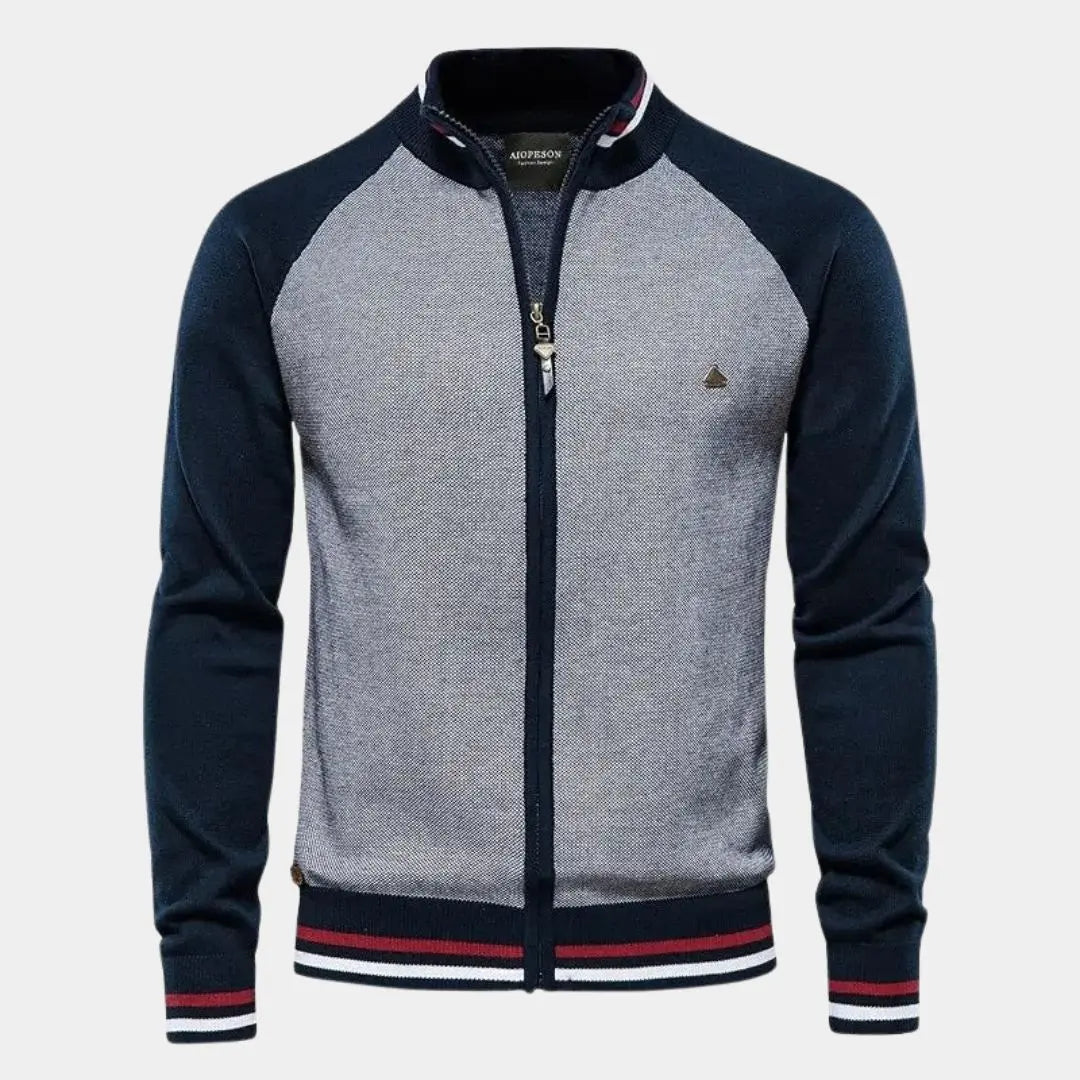 Lindberg | Stehkragen-Strickjacke mit Reißverschluss und Farbblock