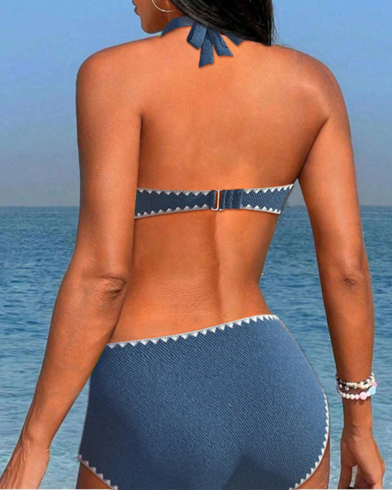 Lindberg | Einfacher Urlaubsbikini mit plissiertem neckholder