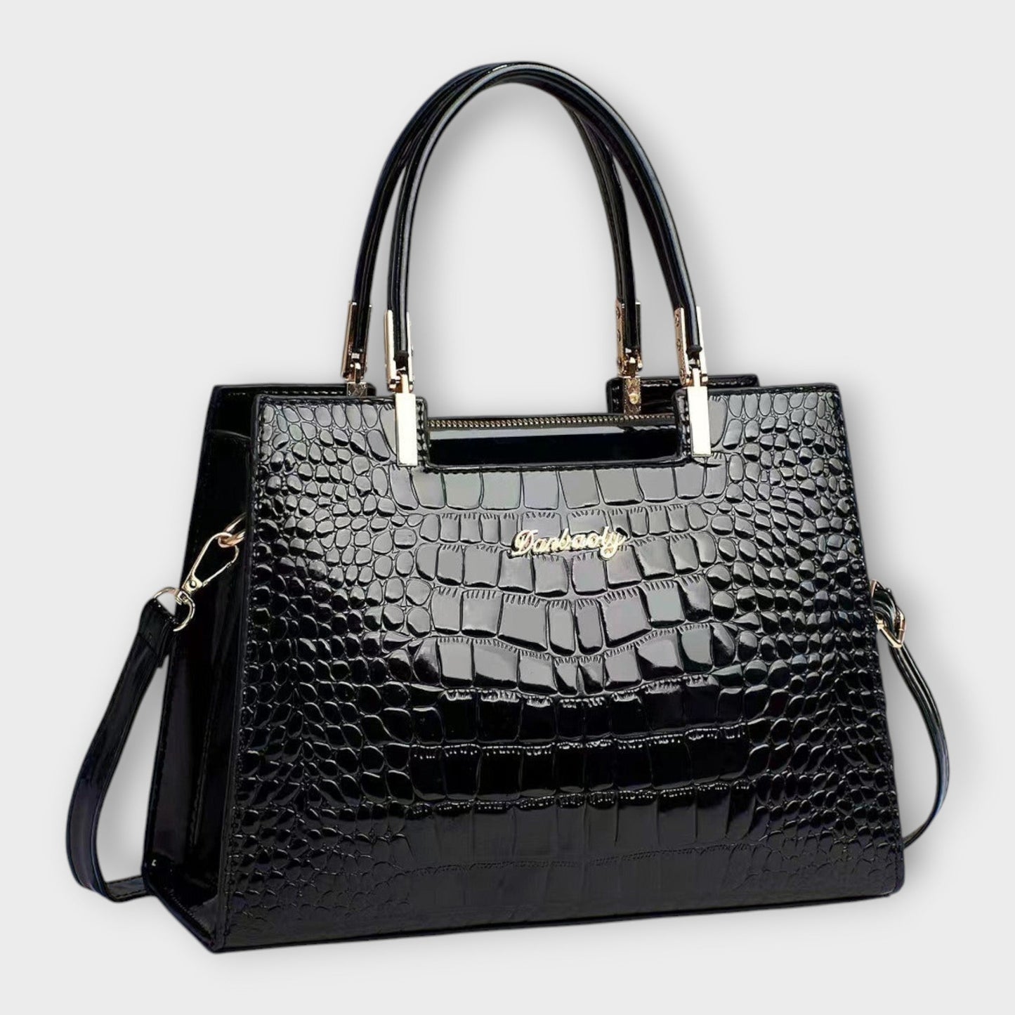 Lora. -  Glänzende Krokodilledermuster-Handtasche