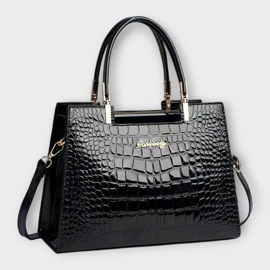 Lora. -  Glänzende Krokodilledermuster-Handtasche