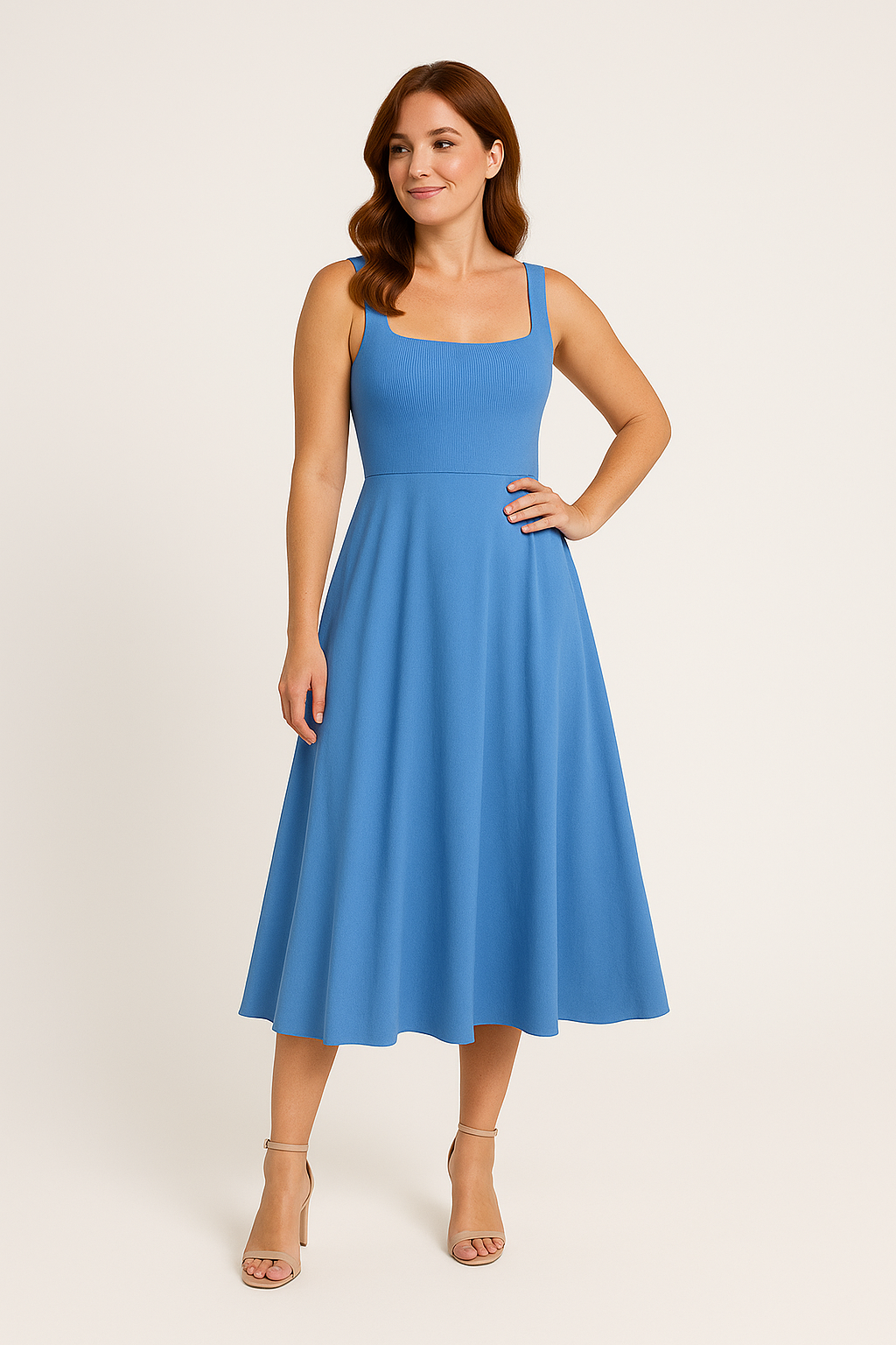 Lindberg | Sommerliches Damen A-Linien Midikleid mit eckigem Ausschnitt