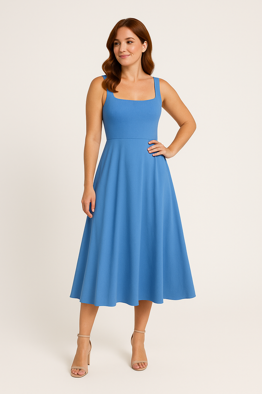 Lindberg | Sommerliches Damen A-Linien Midikleid mit eckigem Ausschnitt