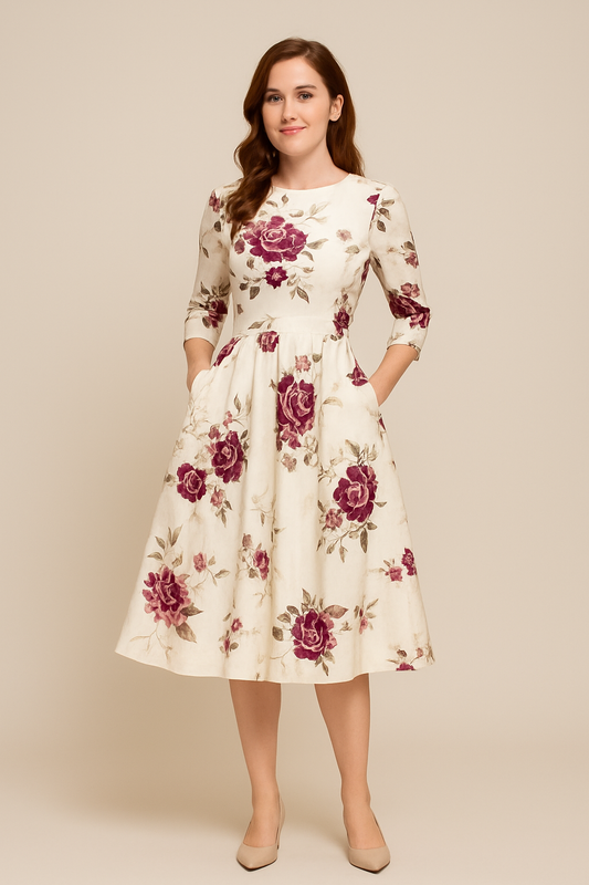 Lindberg | Damen Florales Sommerkleid mit A-Linie und 3/4-Ärmeln luftig & leicht