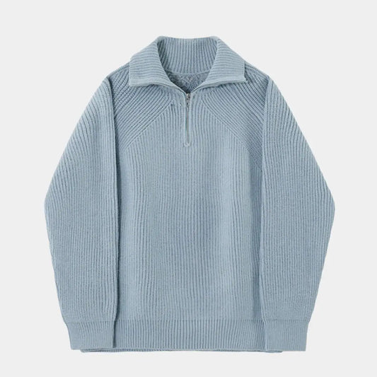 Lindberg | Azurblauer Pullover mit Viertel-Reissverschluss