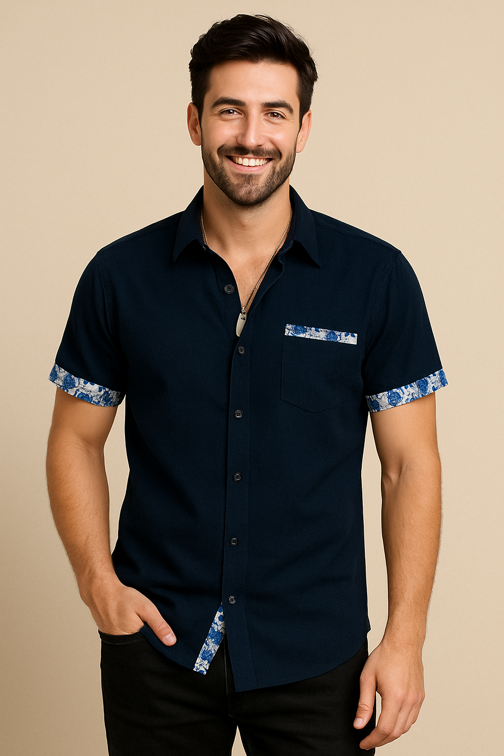 Lindberg | Herren Kurzarmhemd in Leinenoptik für Sommer und Freizeit