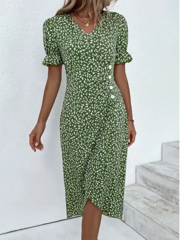 Lindberg | Floragrün Midikleid