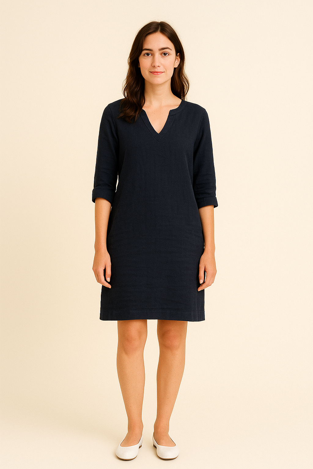 Lindberg | Damen Festliches Sommerkleid im Leinenstil mit V-Ausschnitt