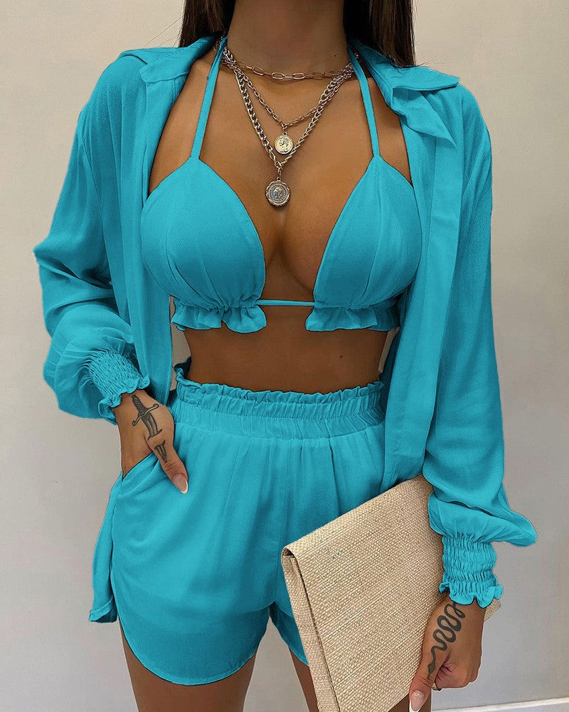 Lindberg | Hemd-Bikini mit Ballonärmeln, dreiteiliges Set