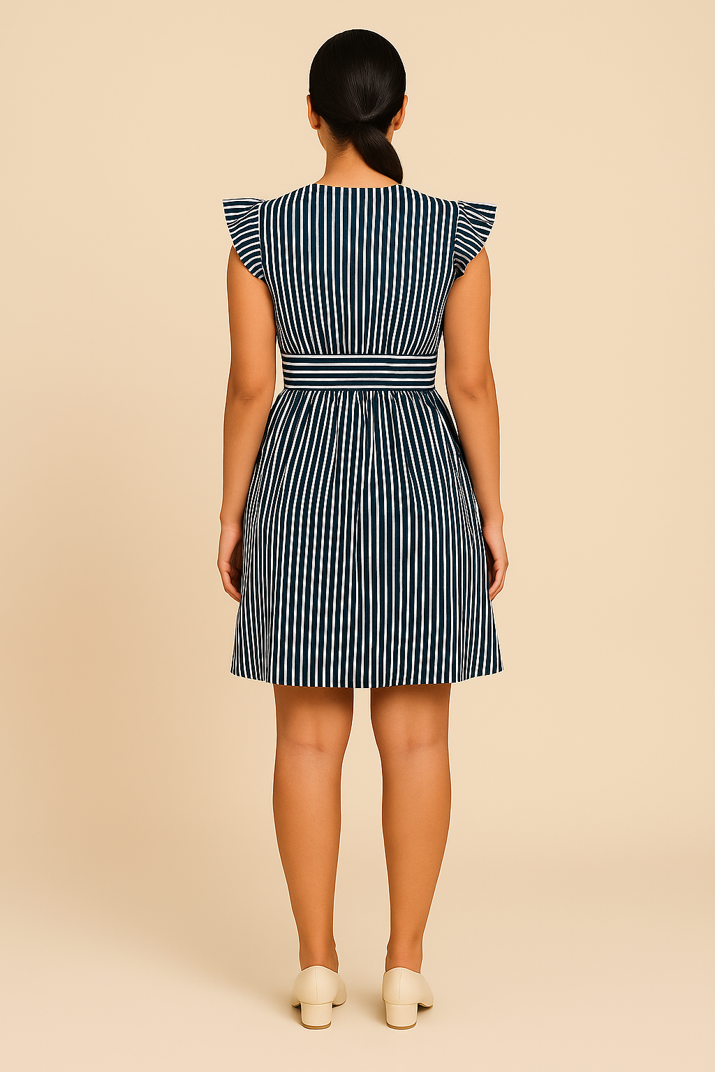 Lindberg | Damen Gestreiftes Midikleid mit Volantärmeln luftig & leicht
