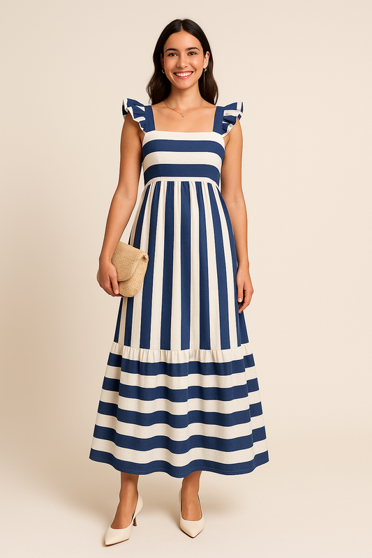 Lindberg | Sommerliches Damen Maxikleid gestreift mit Volantträgern