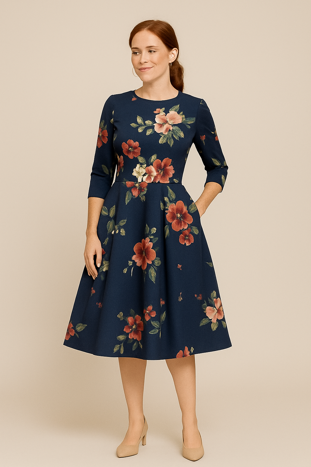 Lindberg | Damen Florales Sommerkleid mit A-Linie und 3/4-Ärmeln luftig & leicht