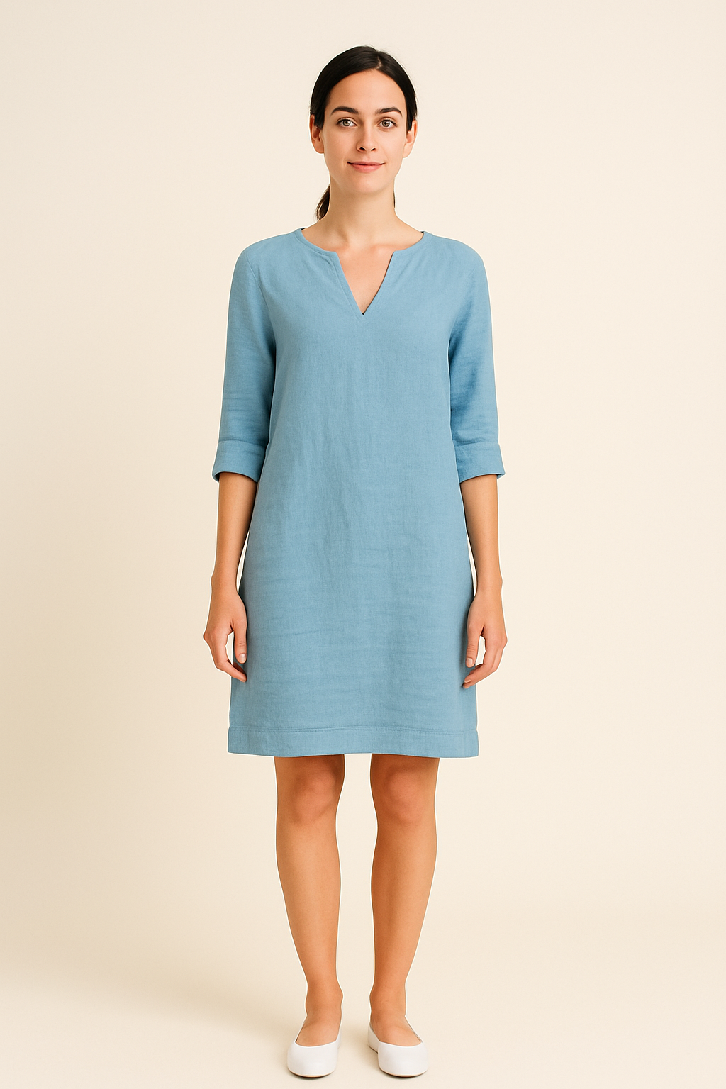 Lindberg | Damen Festliches Sommerkleid im Leinenstil mit V-Ausschnitt