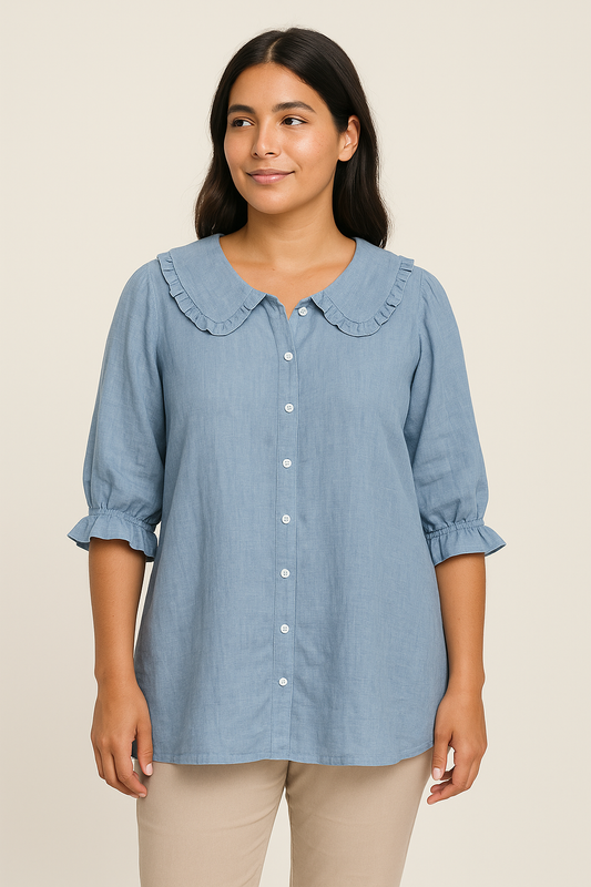 Lindberg | Damen Bluse aus Baumwoll-Leinen mit Rüschenakzent für Sommer