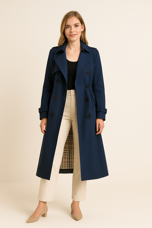 Lindberg | Eleganter Damen Trenchcoat lang mit Bindegürtel und Knopfleiste