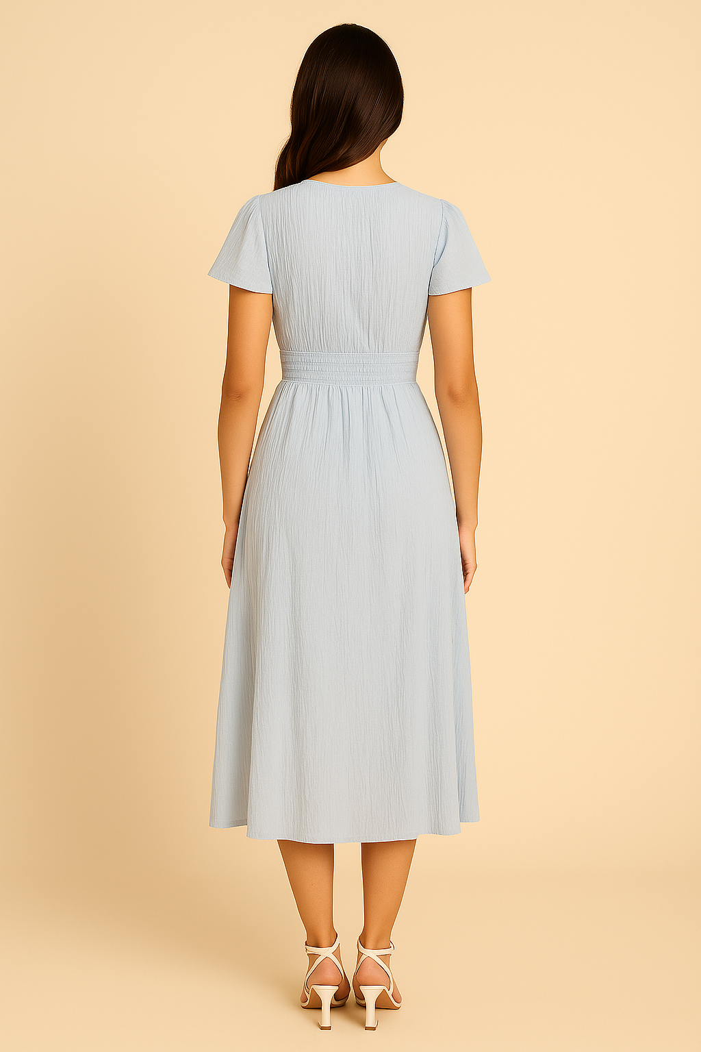 Lindberg | Damen Maxikleid luftig-leicht mit Knopfleiste und Puffärmeln