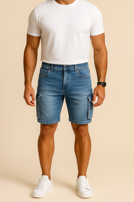 Lindberg | Herren Denim-Cargo-Shorts in mittlerer Länge