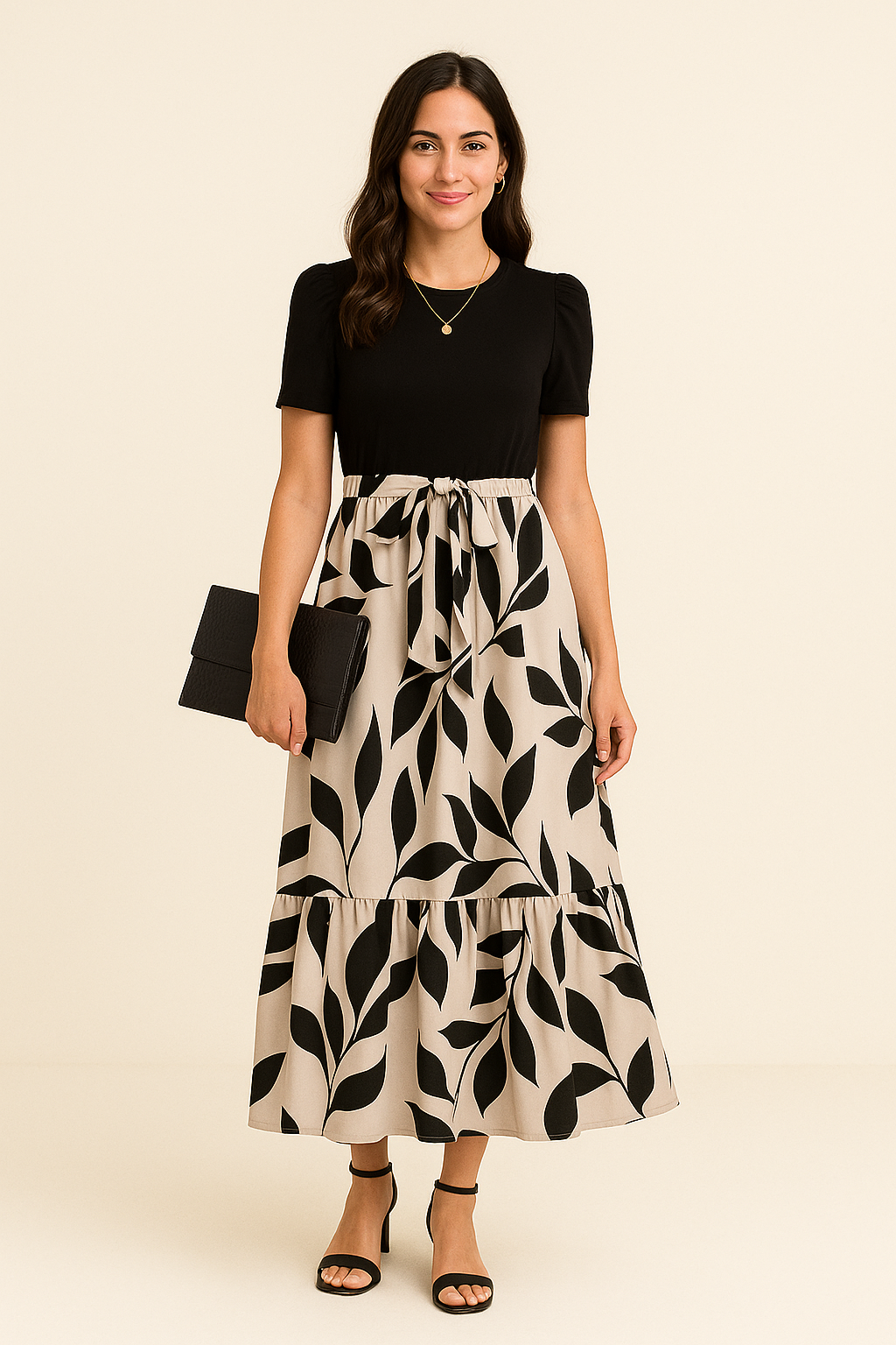 Lindberg | Sommerliches Damen Maxikleid mit Puffärmeln und taillierter Passform