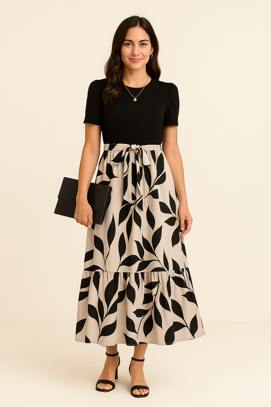 Lindberg | Sommerliches Damen Maxikleid mit Puffärmeln und taillierter Passform