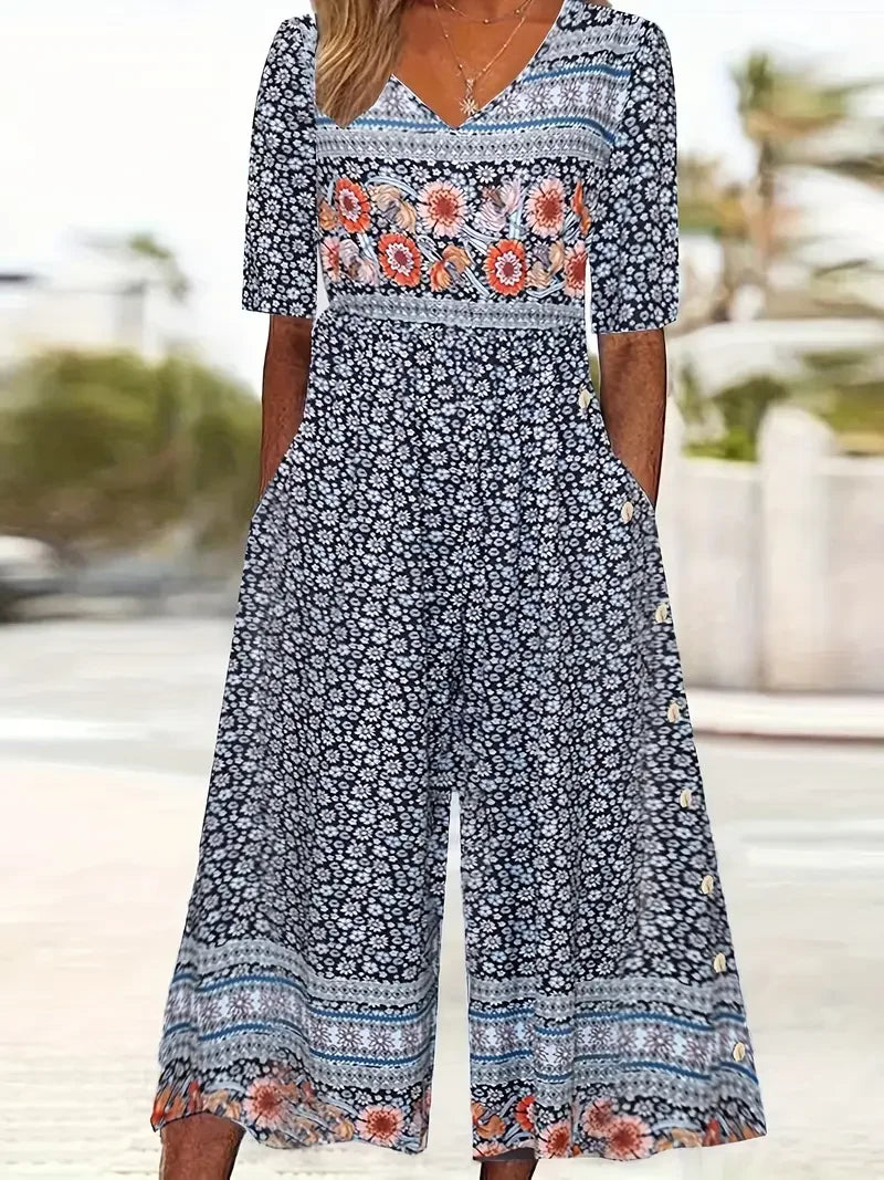 Lindberg | Nerina Vintage Jumpsuit Im Boho Stil Mit Blumen